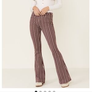 Rock & Roll Denim High Rise Flare Maroon Striped Jeans Size 31 X 34